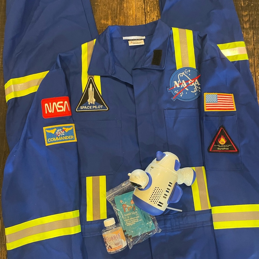 H2C Flame Resistant 3M Reflective Coverall NASA Space Suit Costume W/Patches (L)